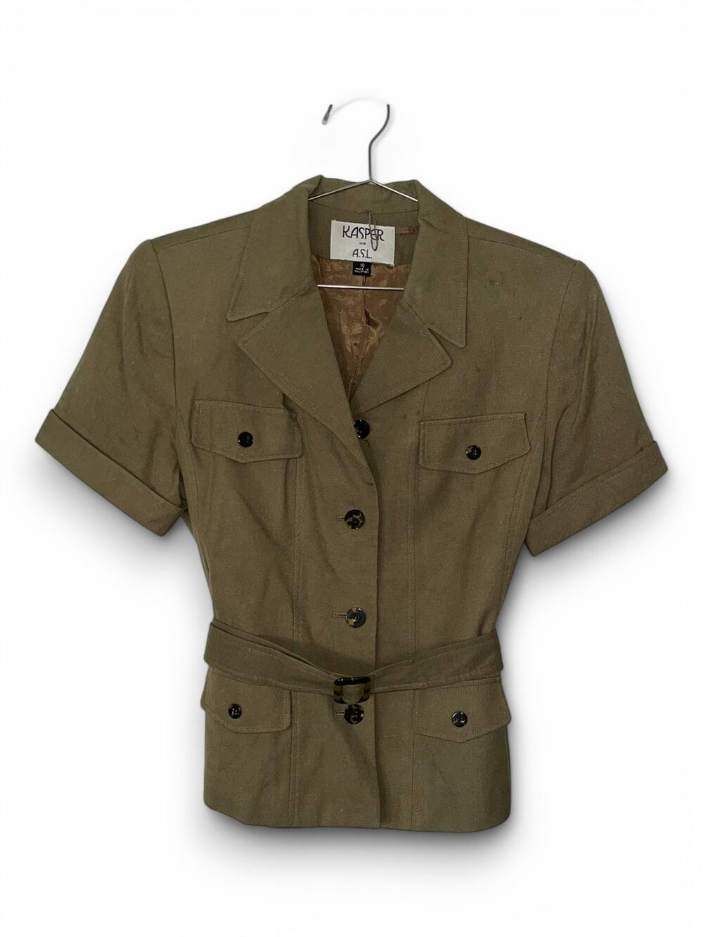 Kasper Women's Blazer | Short/Belted | Amy green | Size 10 | euc
